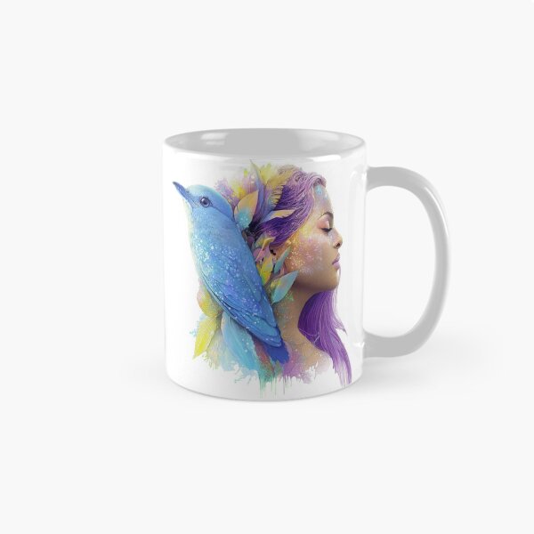 Item preview, a woman with a hummingbird on her shoulder designed and sold by Robindunet.