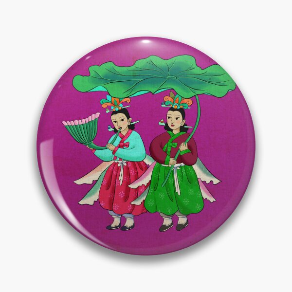Item preview, Hada radiante de Seonnyeo con segundo vestido sobre hoja de loto verde sobre magenta designed and sold by QamarART Paintings.