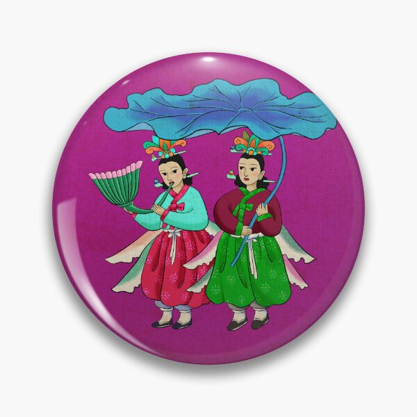 Item preview, Hada radiante de Seonnyeo con segundo vestido sobre hoja de loto azul sobre magenta designed and sold by QamarART Paintings.