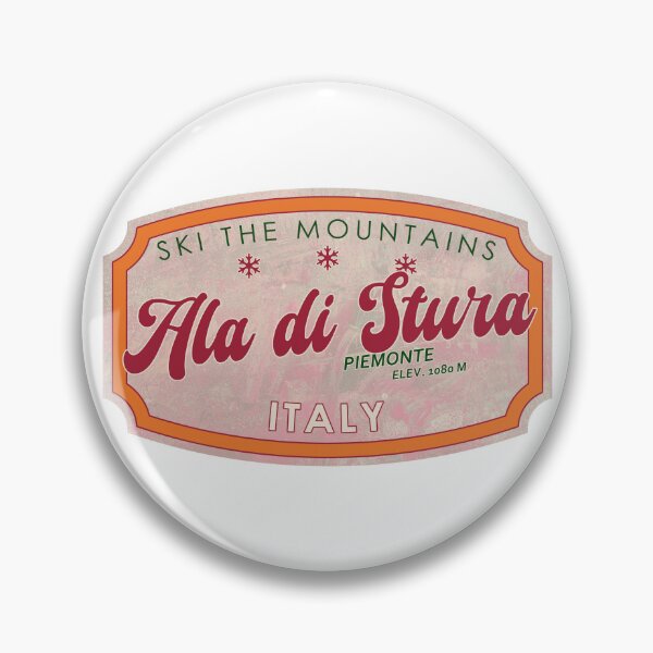 Item preview, Ala di Stura, Italy, Piemonte, Ski, textured skiing badge designed and sold by Wanderful-roads.