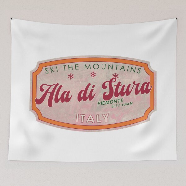 Item preview, Ala di Stura, Italy, Piemonte, Ski, textured skiing badge designed and sold by Wanderful-roads.