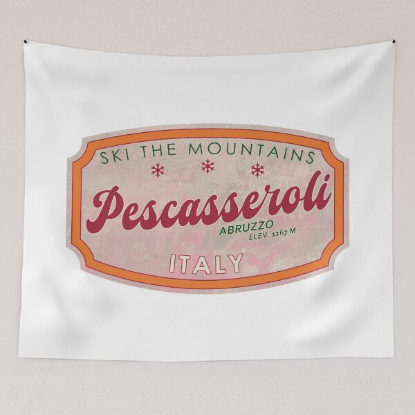 Item preview, Pescasseroli, Italy, Abruzzo, Ski, textured skiing badge designed and sold by Wanderful-roads.