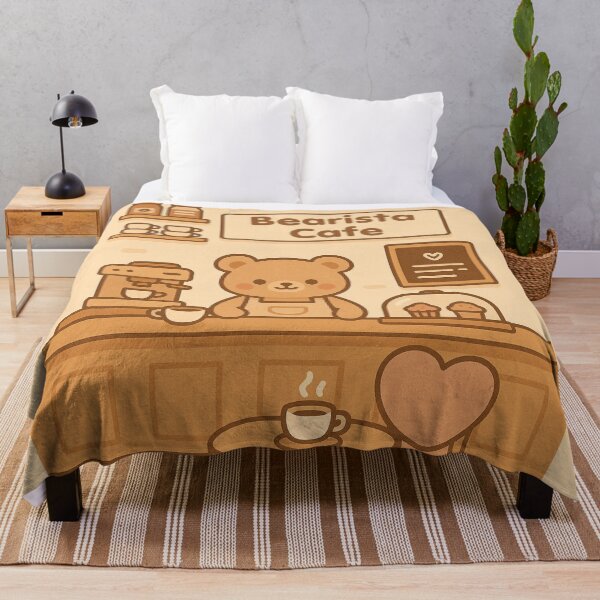 Item preview, Cute Bear Barista Coffee Shop Illustration | Cozy Kawaii Café Art designed and sold by witwhimsystudios.