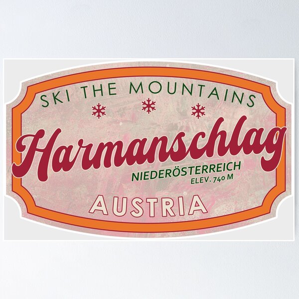 Item preview, Harmanschlag, Austria, Niederösterreich, Ski, textured skiing badge designed and sold by Wanderful-roads.