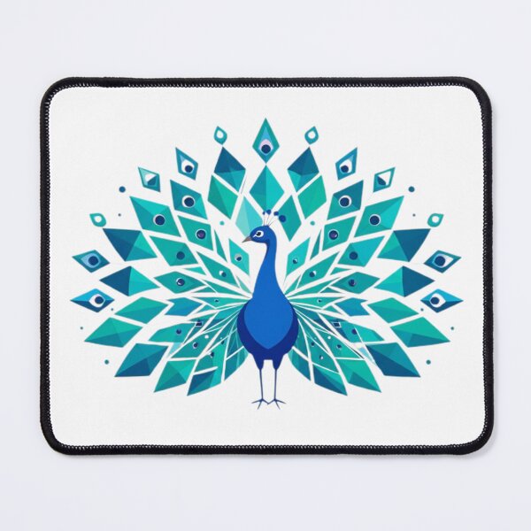 Item preview, Electric Blue Geometric Peacock designed and sold by Droosam.