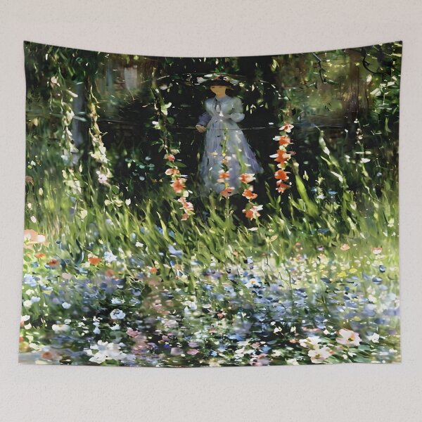Item preview, Young Girl at the Garden Gate at Giverny - Glimpse into the Tranquil  designed and sold by artdesignsnow.