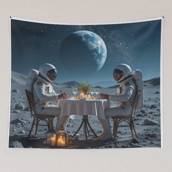 Item preview, Moonlight Dinner with Astronauts designed and sold by PixelVibe782.