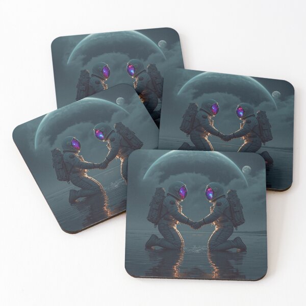 Item preview, Astronauts Holding Hands Under Alien Skies designed and sold by PixelVibe782.