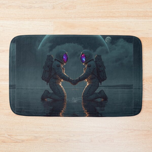 Item preview, Astronauts Holding Hands Under Alien Skies designed and sold by PixelVibe782.