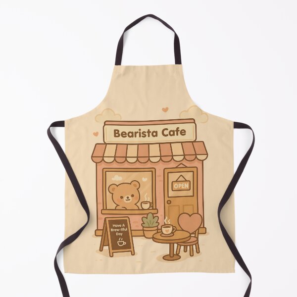 Item preview, Cute Bear Coffee Shop Illustration | Cozy Kawaii Café Exterior Art designed and sold by witwhimsystudios.