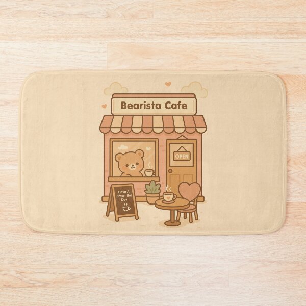Item preview, Cute Bear Coffee Shop Illustration | Cozy Kawaii Café Exterior Art designed and sold by witwhimsystudios.