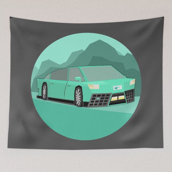 Item preview, Cyan Sports Mountaineer Family Car on a Hilly Planet designed and sold by Ekeeca.