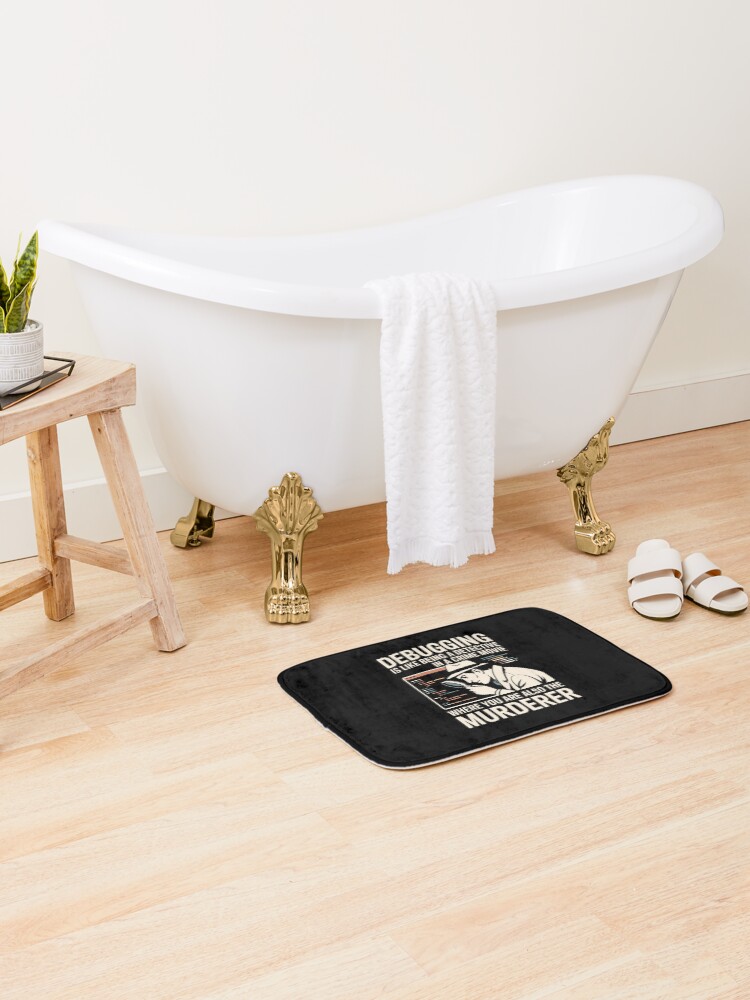 Thumbnail 2 of 6, Bath Mat, Debugging Detective Programming Noir designed and sold by SplashTastic.