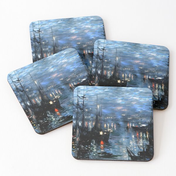 Item preview, The Port of Le Havre Night Effect - Captivating Nocturnal View designed and sold by artdesignsnow.