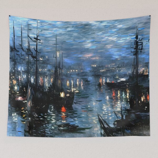 Item preview, The Port of Le Havre Night Effect - Captivating Nocturnal View designed and sold by artdesignsnow.
