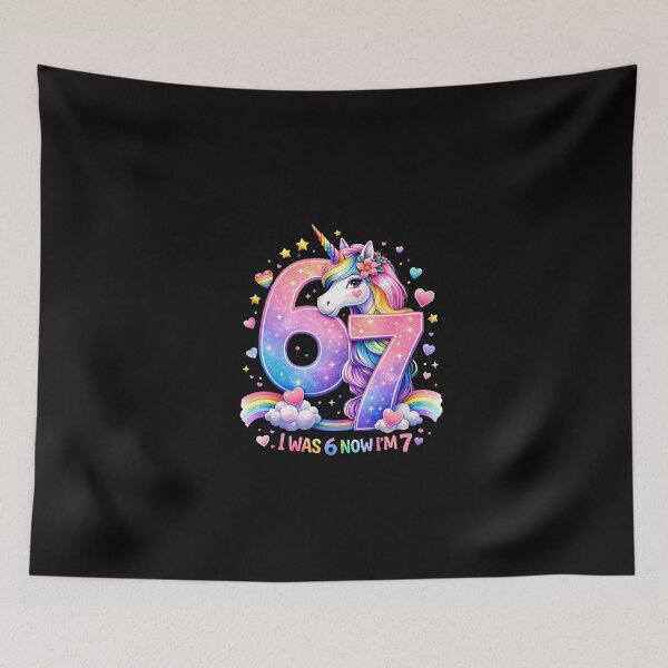 Item preview, I was 6 Now I'm 7 Year Old 7th Birthday 6 7 Unicorn Girls designed and sold by irifine.
