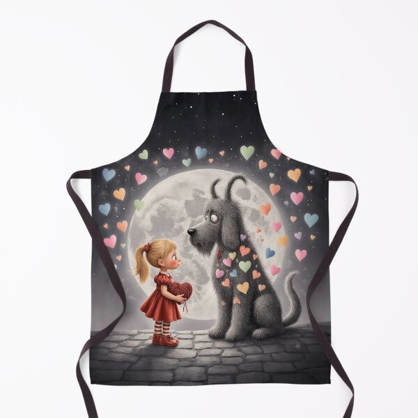 Item preview, Moonlit Kindness – Whimsical Girl and Dog Sharing a Heart designed and sold by Whimsical Hug.