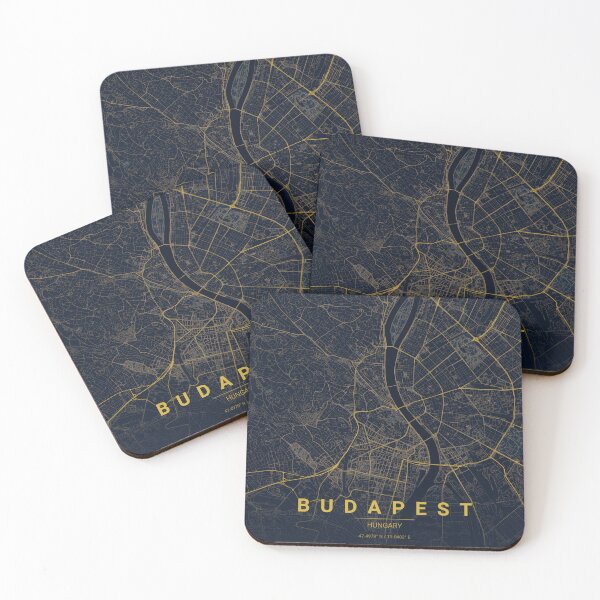 Item preview, Budapest Map Midnight Blue designed and sold by Thurisaz Designs.