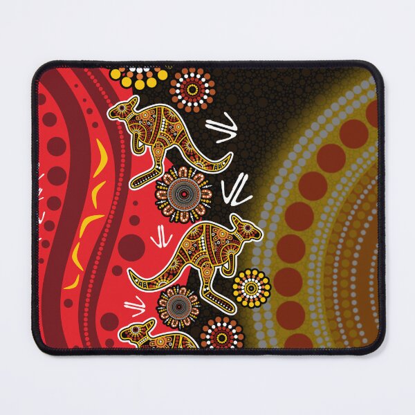 Item preview, Aboriginal Dot Painting Running Hunting Kangaroo Black Red designed and sold by AboriginalartVI.