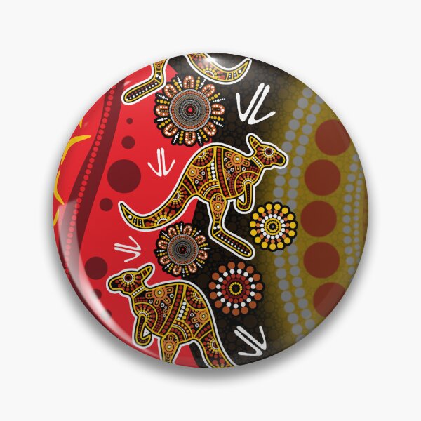 Item preview, Aboriginal Dot Painting Running Hunting Kangaroo Black Red designed and sold by AboriginalartVI.
