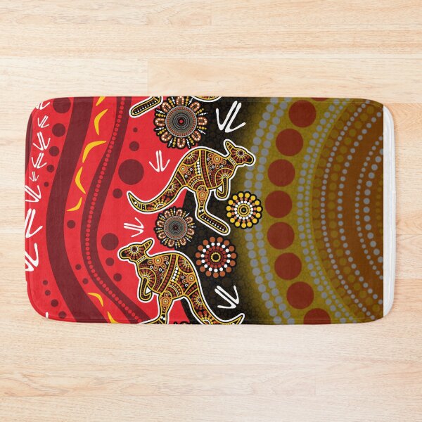 Item preview, Aboriginal Dot Painting Running Hunting Kangaroo Black Red designed and sold by AboriginalartVI.