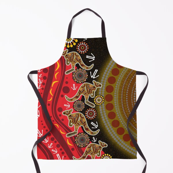 Item preview, Aboriginal Dot Painting Running Hunting Kangaroo Black Red designed and sold by AboriginalartVI.