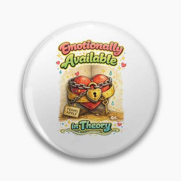 Item preview, Emotionally Available in Theory – Funny Locked Heart Illustration designed and sold by StrayaDesign.