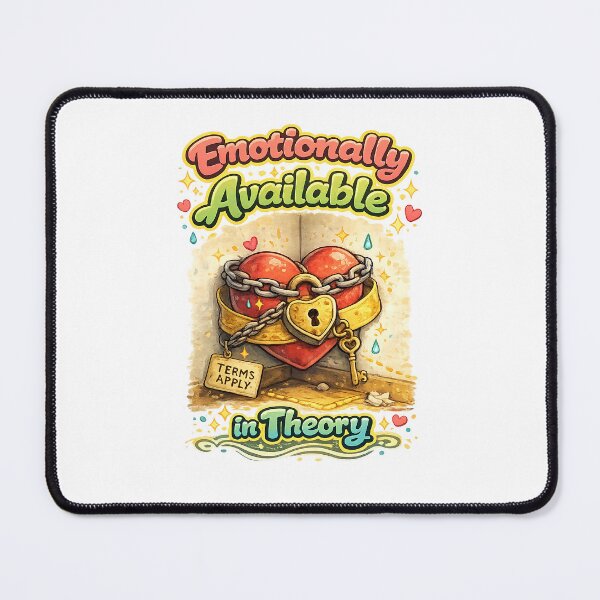 Item preview, Emotionally Available in Theory – Funny Locked Heart Illustration designed and sold by StrayaDesign.