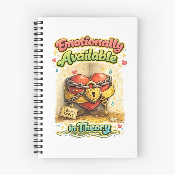 Item preview, Emotionally Available in Theory – Funny Locked Heart Illustration designed and sold by StrayaDesign.
