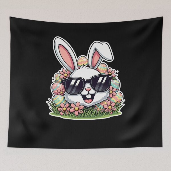 Item preview, Happy Easter Bruh Rabbit Rainbow Sunglass Groovy Bunny Eggs designed and sold by yartyartyart.