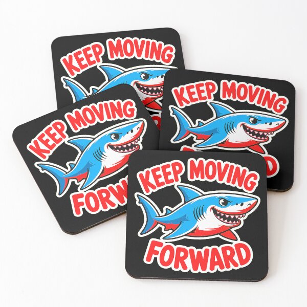 Item preview, Keep Moving Forward Motivational Shark Cartoon Illustration Design designed and sold by Amanda's Factory.