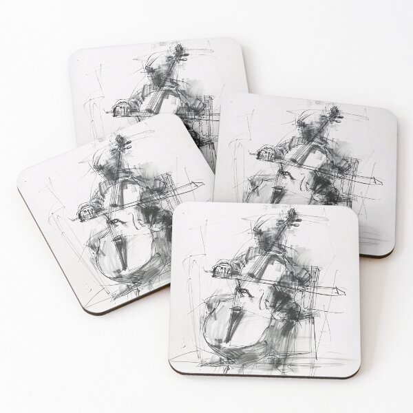 Item preview, Vintage Abstract Cello Player designed and sold by SleekLineSketches.