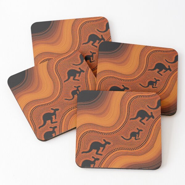 Item preview, Aboriginal Dot Painting Kangaroo Burnt Orange designed and sold by AboriginalartVI.