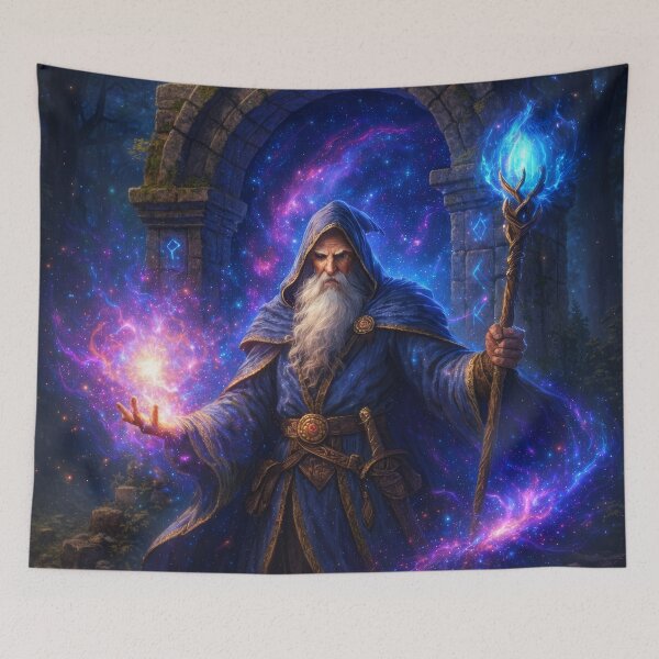 Item preview, Cosmic Rune Wizard – Arcane Portal Fantasy Mage Art designed and sold by DrakariArt.