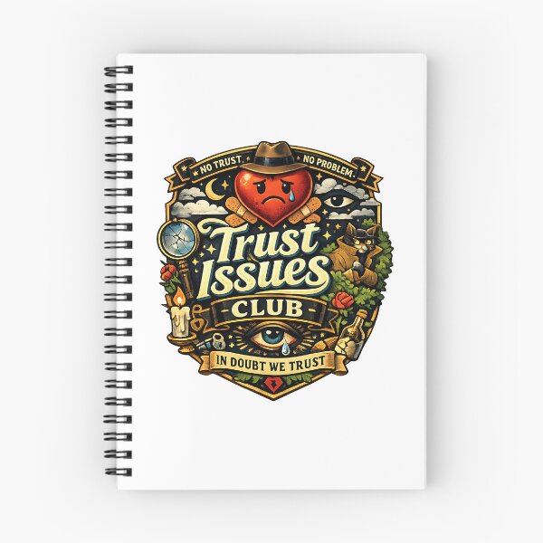 Item preview, Trust Issues Club – Funny Emblem Badge Design for Overthinkers designed and sold by StrayaDesign.