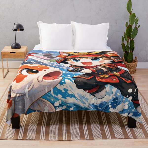 Item preview, Samurai cat fights against koi carp Japan designed and sold by Mauswohn.