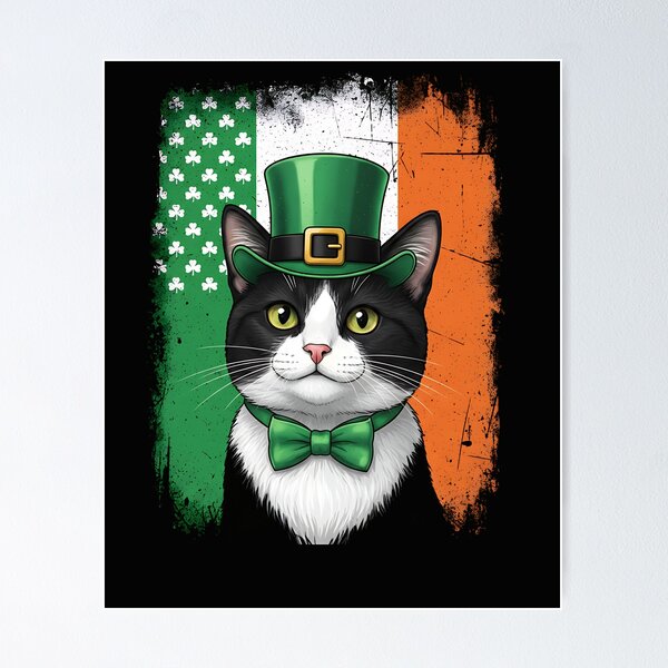 Item preview, Irish Flag Lucky Cat – Grunge St. Patrick’s Day designed and sold by Imalyanmani.