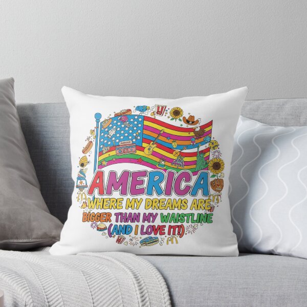 Item preview, Funny America Dreams Bigger Than My Waistline T-Shirt | Colorful Patriotic USA Humor Design | Cute Food & Freedom Graphic Sticker designed and sold by Sushikidsntod.