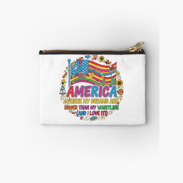 Item preview, Funny America Dreams Bigger Than My Waistline T-Shirt | Colorful Patriotic USA Humor Design | Cute Food & Freedom Graphic Sticker designed and sold by Sushikidsntod.