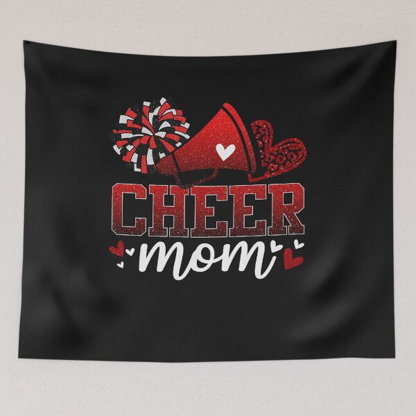 Item preview, Football Cheer Mom Red Black Pom Leopard Cheerleader  designed and sold by ArleneRowe.