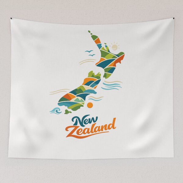 Item preview, New Zealand Map Islands Overview, Pacific and Tasman Seas designed and sold by Places On Earth.