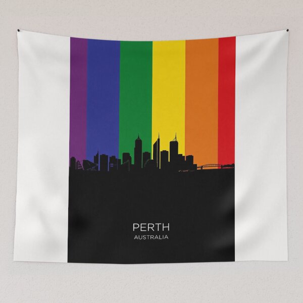 Item preview, Perth Skyline and Swan River Foreshore Rainbow designed and sold by Places On Earth.