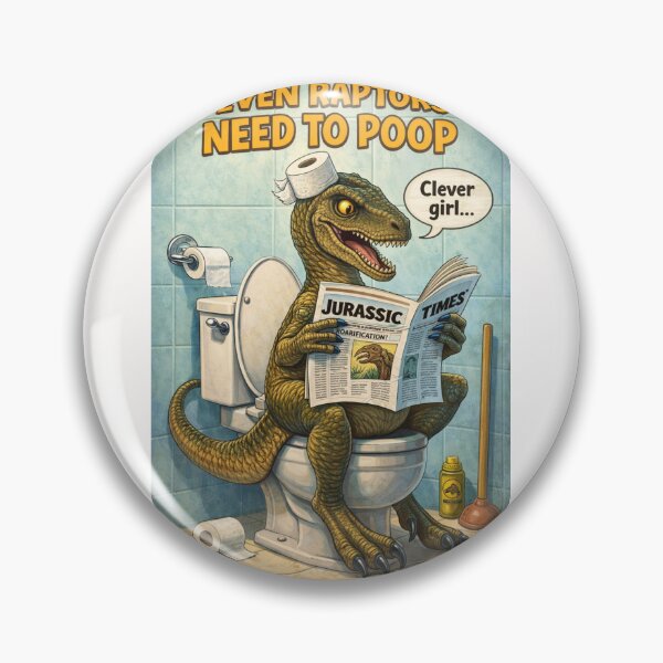 Item preview, Velociraptor Bathroom Scene with Jurassic Times Newspaper Toilet Art designed and sold by Places On Earth.