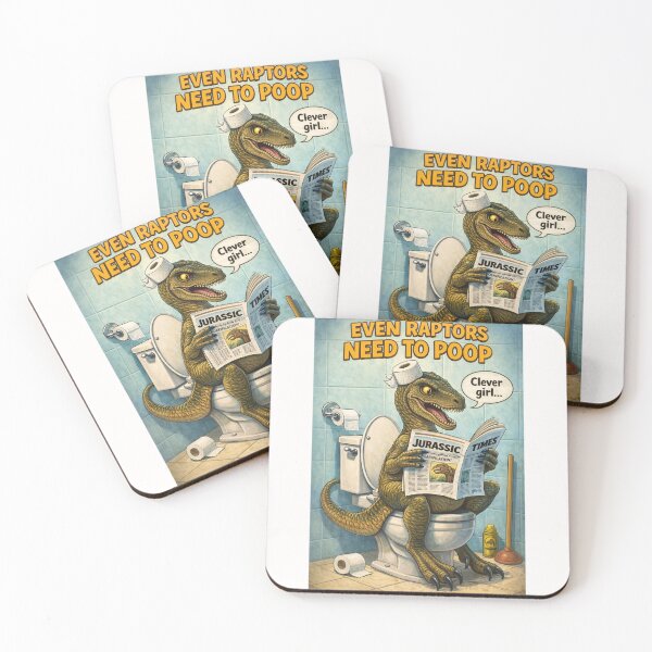 Item preview, Velociraptor Bathroom Scene with Jurassic Times Newspaper Toilet Art designed and sold by Places On Earth.