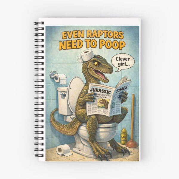Item preview, Velociraptor Bathroom Scene with Jurassic Times Newspaper Toilet Art designed and sold by Places On Earth.