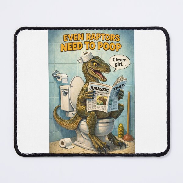Item preview, Velociraptor Bathroom Scene with Jurassic Times Newspaper Toilet Art designed and sold by Places On Earth.
