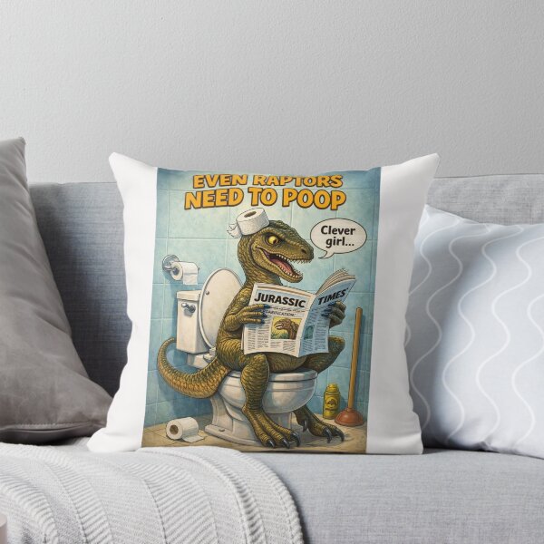 Item preview, Velociraptor Bathroom Scene with Jurassic Times Newspaper Toilet Art designed and sold by Places On Earth.