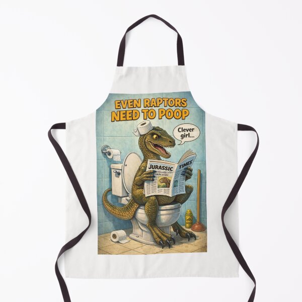 Item preview, Velociraptor Bathroom Scene with Jurassic Times Newspaper Toilet Art designed and sold by Places On Earth.