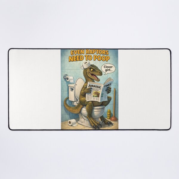 Item preview, Velociraptor Bathroom Scene with Jurassic Times Newspaper Toilet Art designed and sold by Places On Earth.
