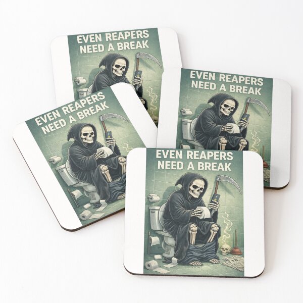 Item preview, Grim Reaper Bathroom Break with Even Reapers Need a Break Toilet Art designed and sold by Places On Earth.